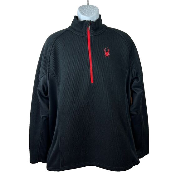 Spyder Black + Red Half Zip Waffle Weave Jacket Size XL - Picture 10 of 15